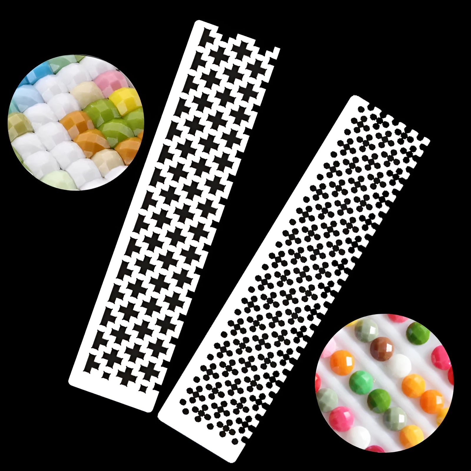 Stainless steel diamond painting grid ruler for aligning round or square drills on canvas.