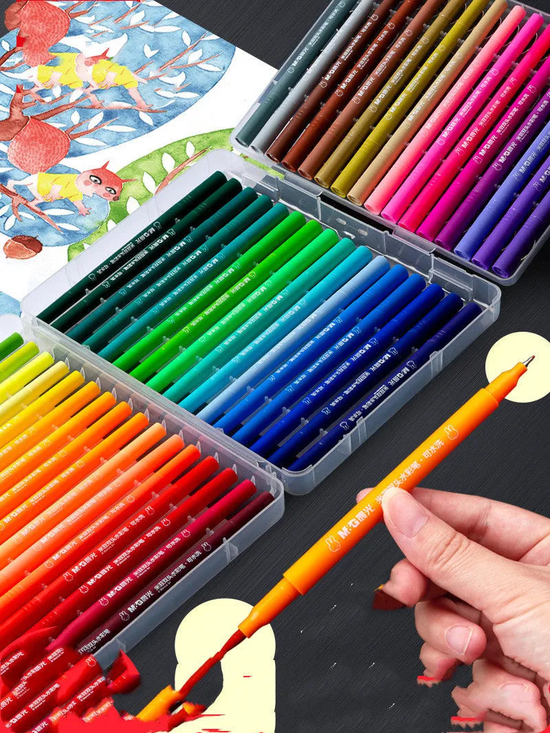 Soft head double-tip watercolour pen set with a drawing book and hook line pen, available in multiple colour counts.