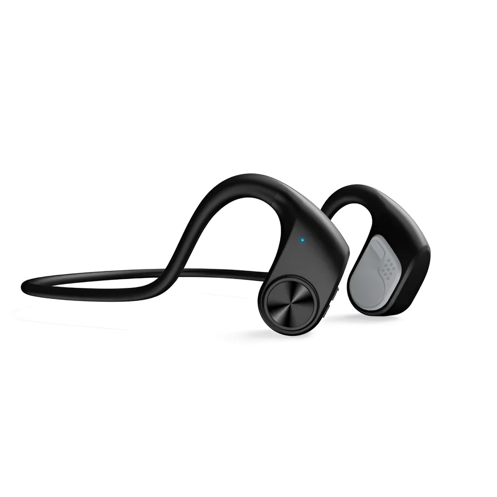 Bone conduction wireless ear-mounted fitness headphones in black with Bluetooth 5.0