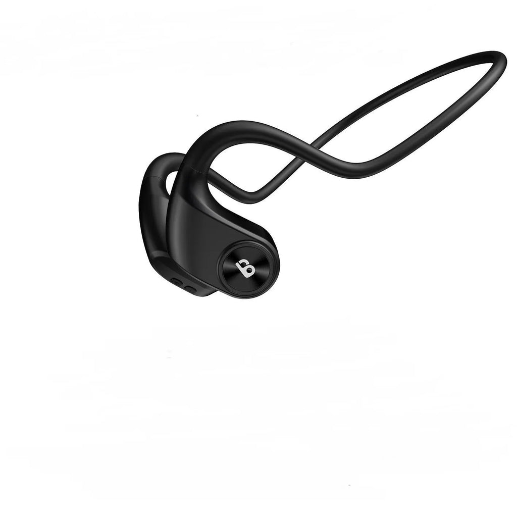 Bone conduction wireless ear-mounted fitness headphones in black with Bluetooth 5.0