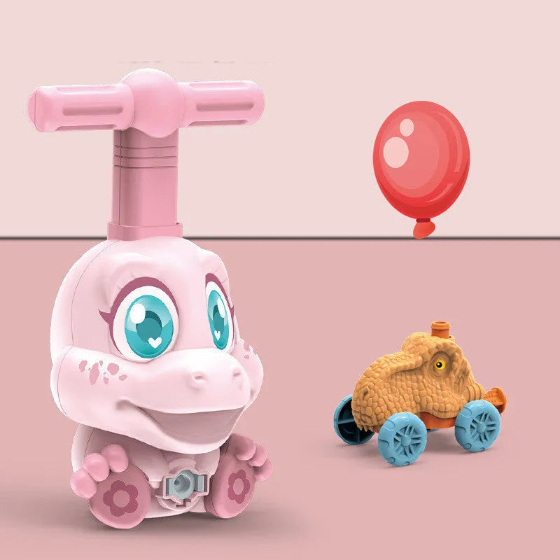 Children inertial power ball car science experiment toy with blue launch pad, ABS plastic, and balloons