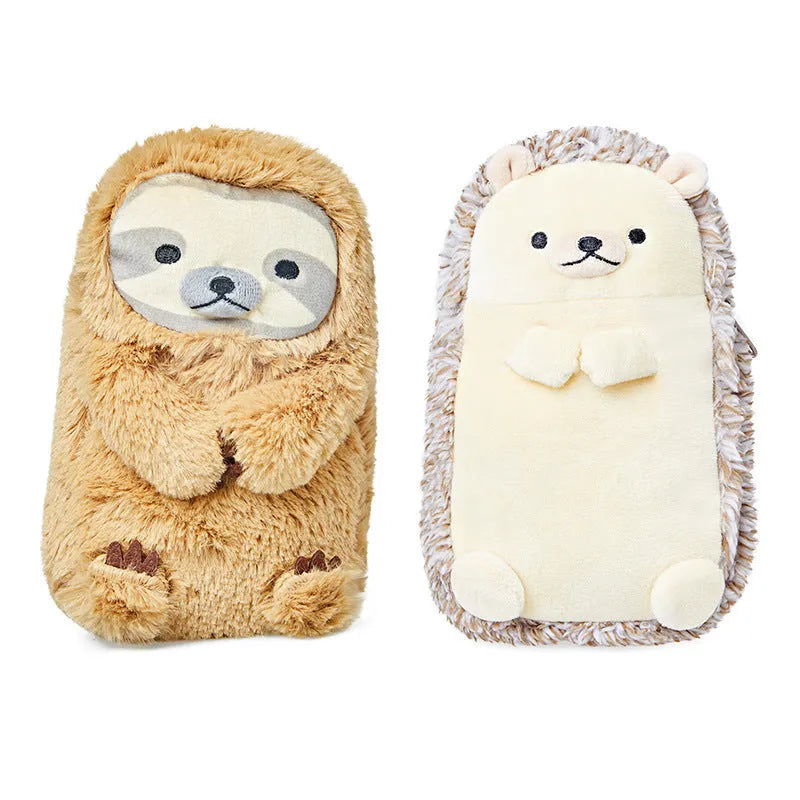 Velvet plush pencil case for pens and stationery storage in colour options A and B