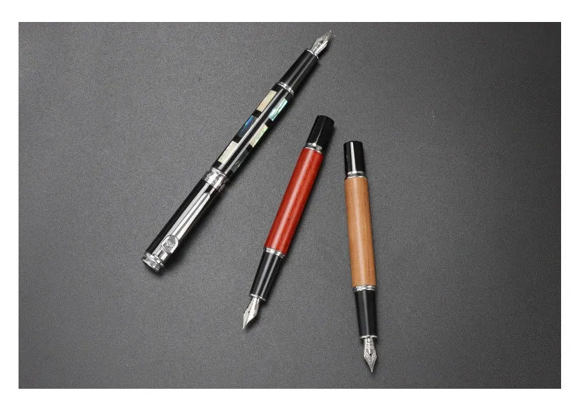 Ceramic colour lacquer fountain pen with metal shell and choice of three nib sizes.