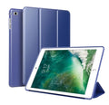 iPad protective silicone sleeve with stand in clamshell design showing black, red, green, pink, gold, and blue colour options