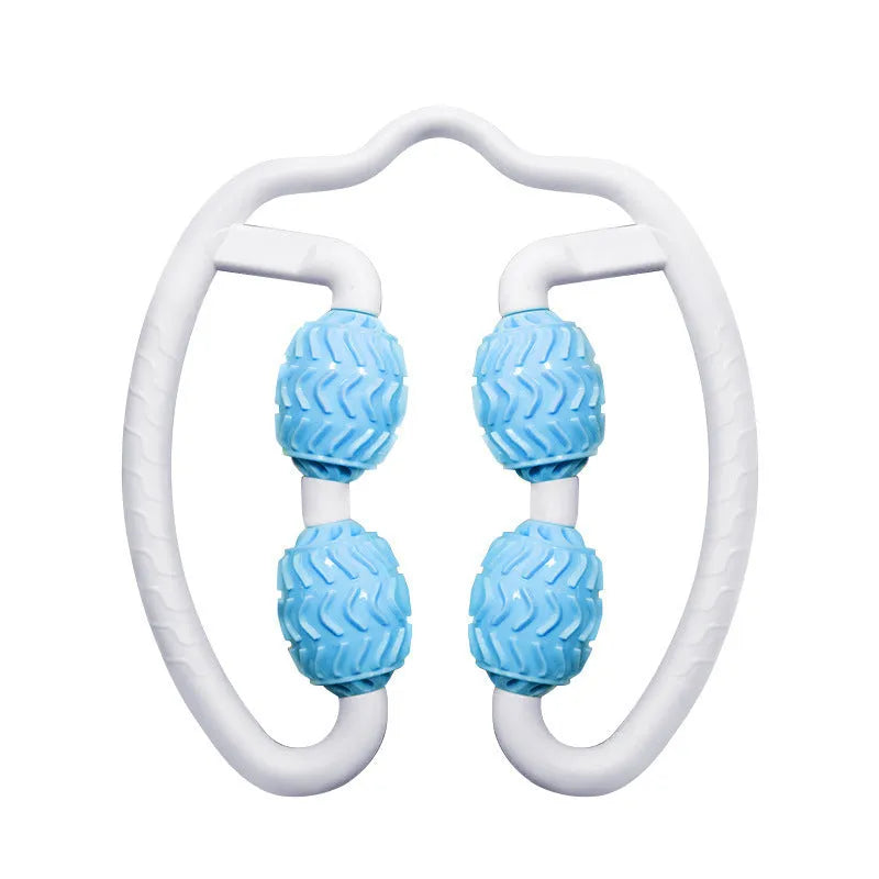 Purple annular silicone leg massage roller with handheld design