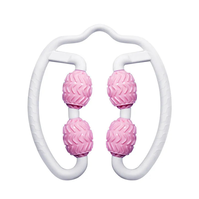 Purple annular silicone leg massage roller with handheld design