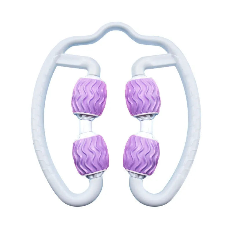 Purple annular silicone leg massage roller with handheld design