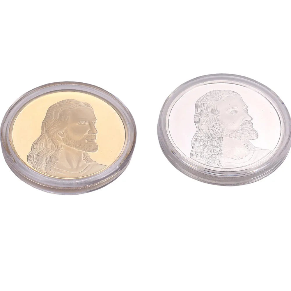 Jesus Commemorative Coin 40mm diameter 3mm thickness gold or silver metal