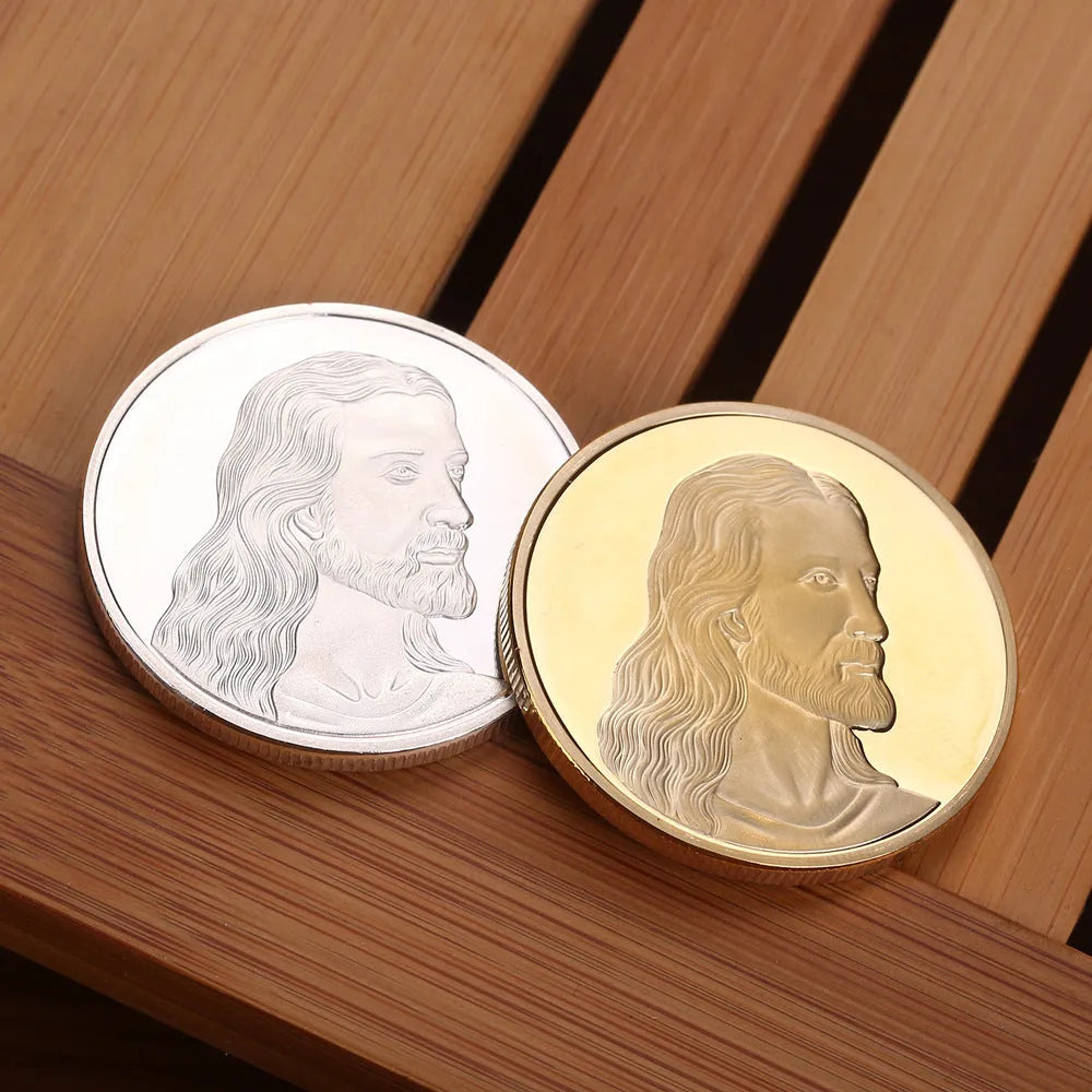 Jesus Commemorative Coin 40mm diameter 3mm thickness gold or silver metal