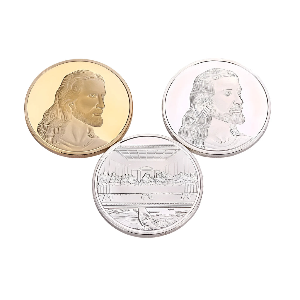 Jesus Commemorative Coin 40mm diameter 3mm thickness gold or silver metal