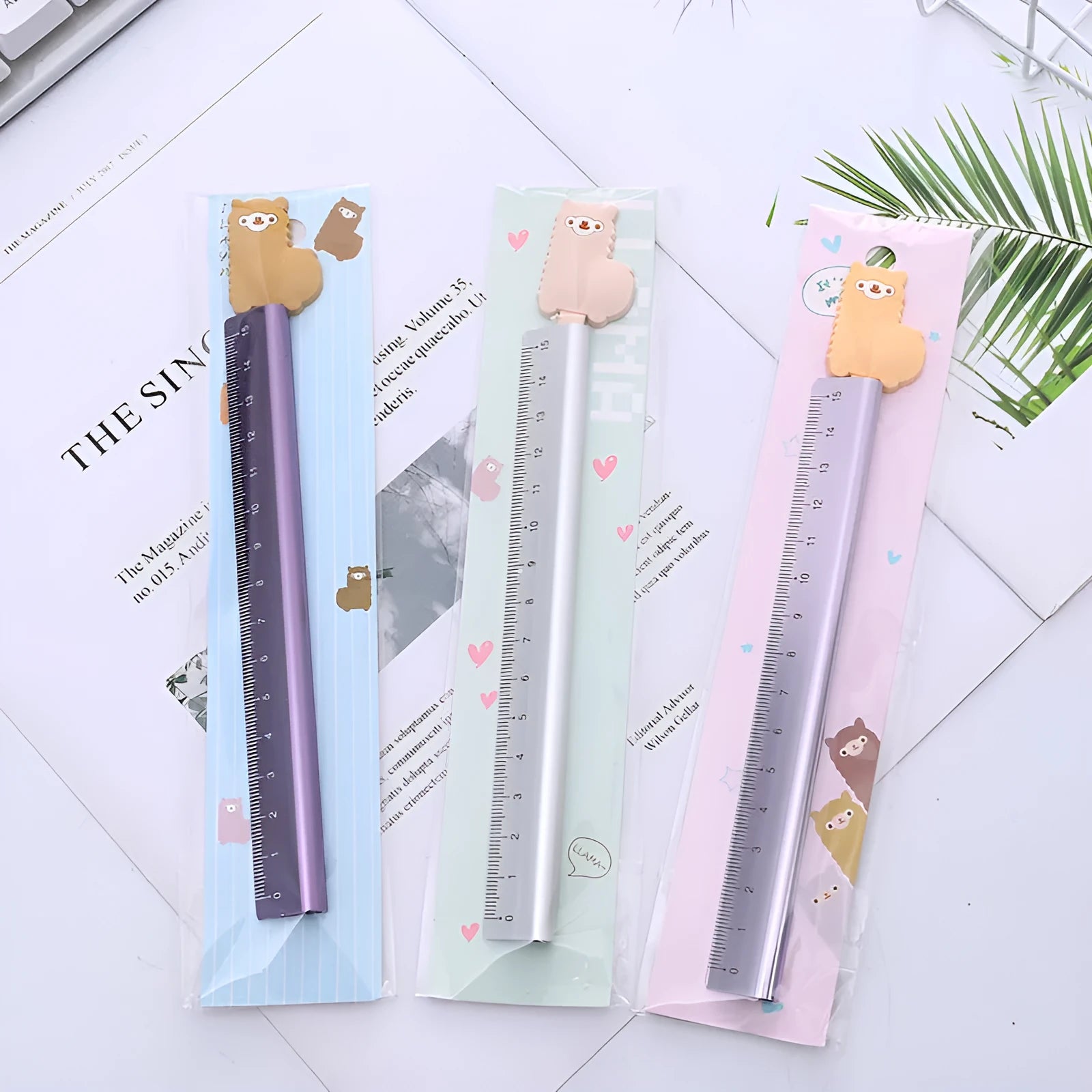 Colourful aluminium ruler showing 30 cm scale with millimetre and centimetre markings.