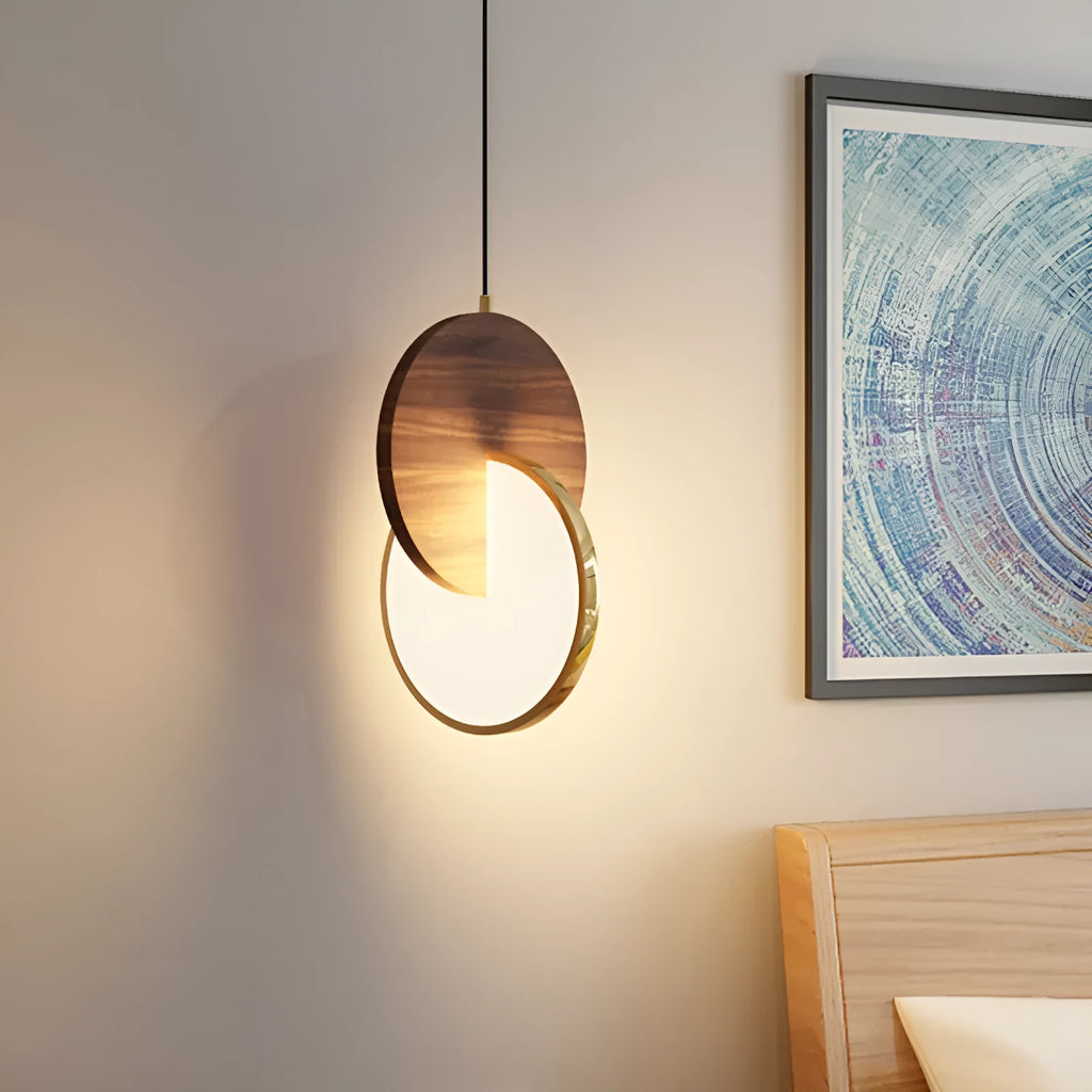 Long-line carved walnut wood chandelier with modern design for wall mounting in bedrooms and studies
