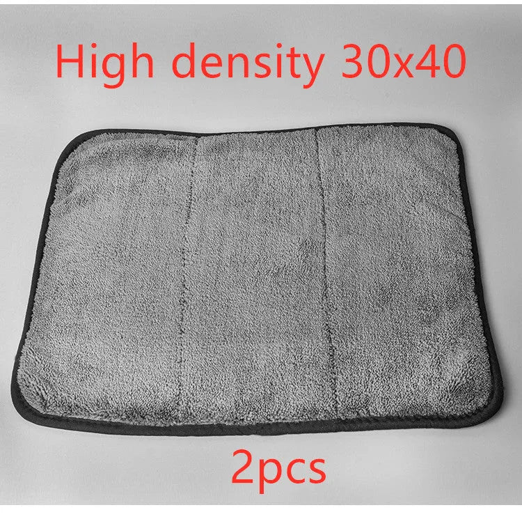 Double-sided velvet thickened car wash towel in coral fleece, available in multiple sizes, for automotive cleaning