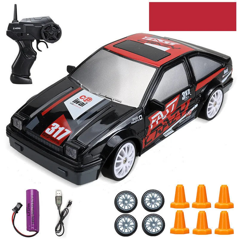 Huangbo 4WD remote control drift car in a chosen colour on a smooth surface.