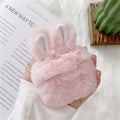 Soft plush silicone AirPods protective cover with rabbit ears design in pink and grey colours