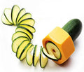 Yellow spiral vegetable cutter for cucumber slicing with 8cm diameter dimensions