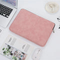 14 inch PU leather laptop bag flat liner in black with soft handle and zipper closure