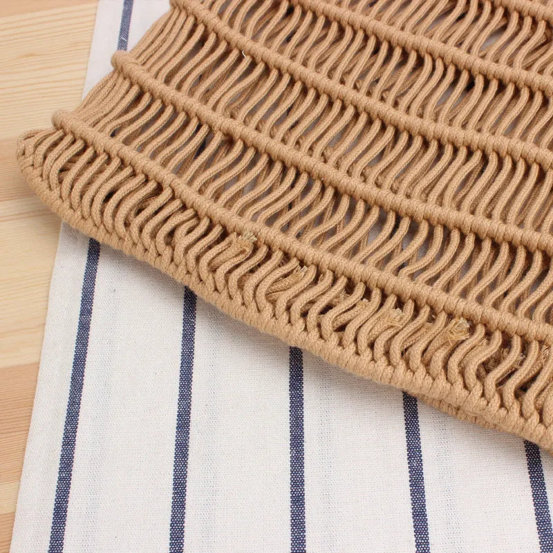 Women's woven straw shoulder bag in medium size with double straps and national style design