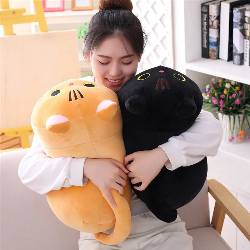 Soft fat cat plush rag doll in multiple sizes with stretch spandex material and down cotton filling