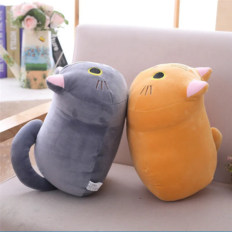 Soft fat cat plush rag doll in multiple sizes with stretch spandex material and down cotton filling