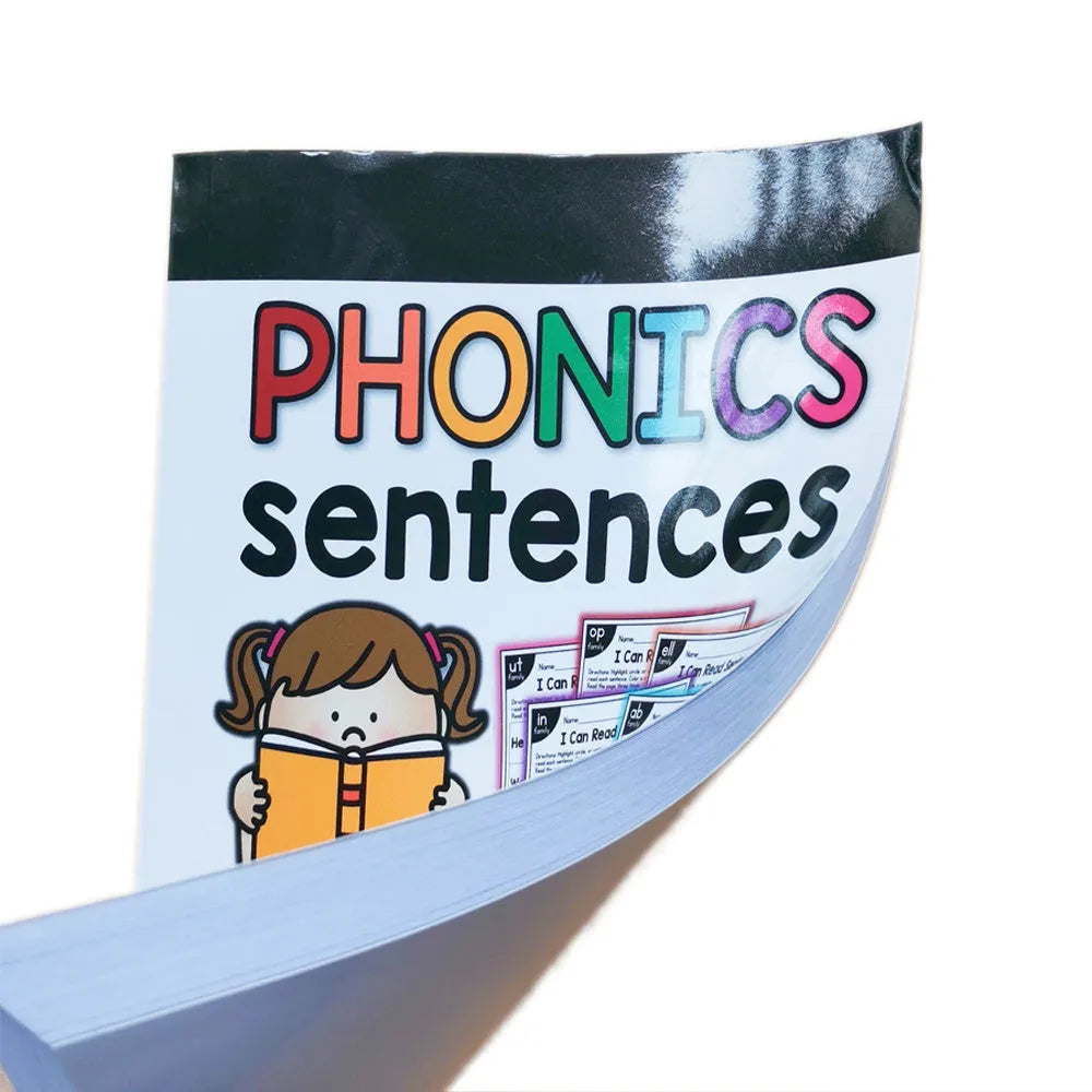 A children's phonics reading worksheet for age 6+, showing English letter and word exercises on a 21cm by 14cm sheet.