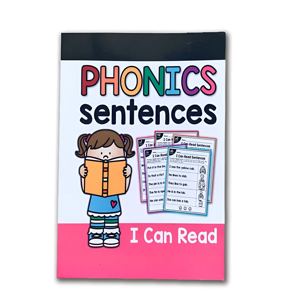 A children's phonics reading worksheet for age 6+, showing English letter and word exercises on a 21cm by 14cm sheet.
