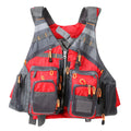Fishing life jacket with removable foam buoyancy, multiple chest pockets, and shoulder reflectors