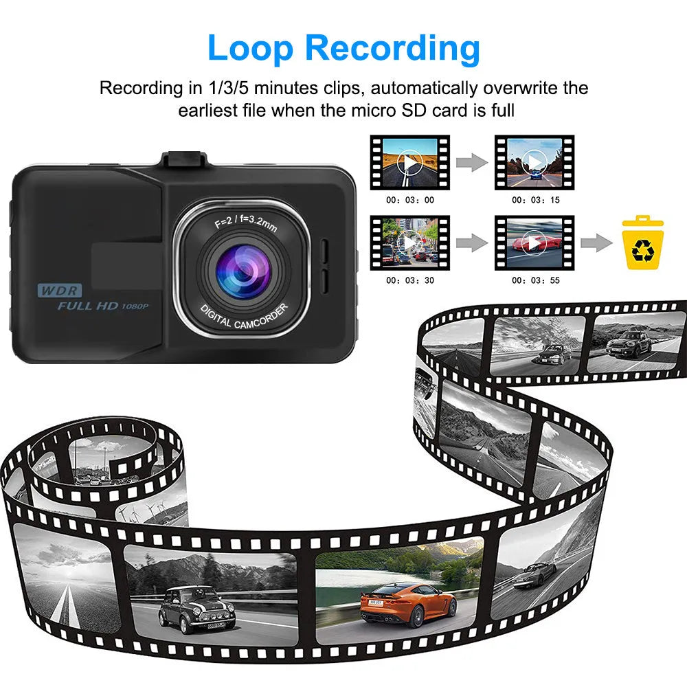 HD Night Vision Driving Recorder 3.0 inch screen 140° wide angle F2.0 aperture dash cam