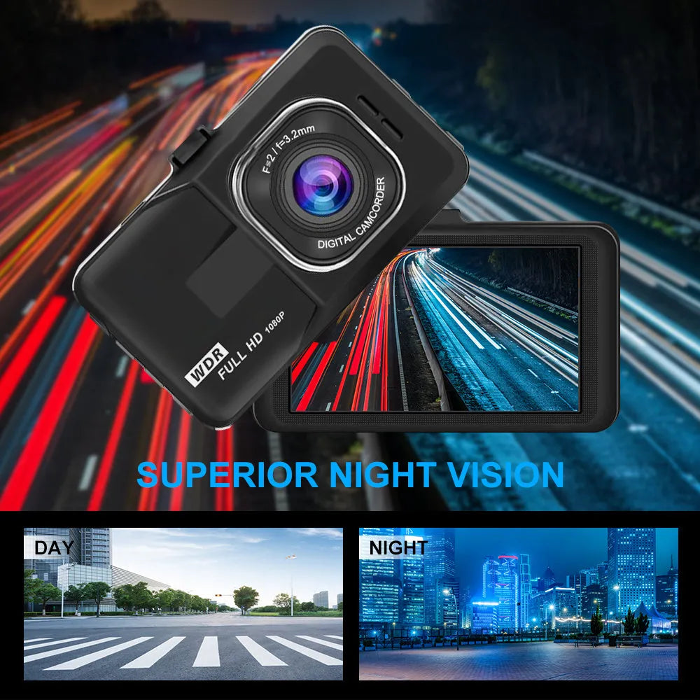 HD Night Vision Driving Recorder 3.0 inch screen 140° wide angle F2.0 aperture dash cam
