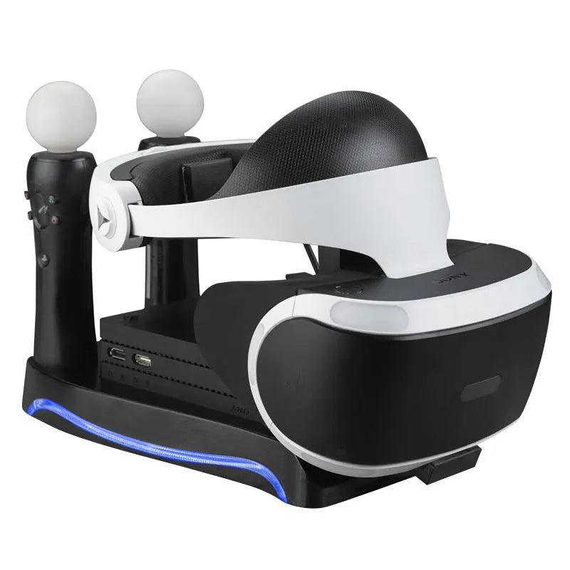 Black PS4 VR controller charging base with dual docks for PlayStation 4 Move motion controllers