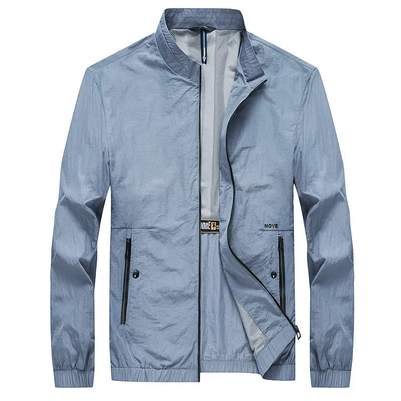 Kentino light blue men's thin polyester summer shirt for sun protection.