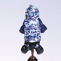 Camouflage hooded pet coat for female dogs in green colour autumn winter size M