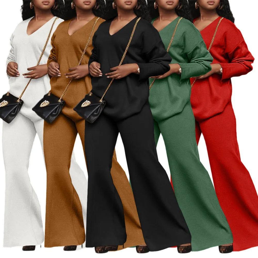Women's brown suede two-piece casual suit with long sleeves and trousers, Japanese Korean style.