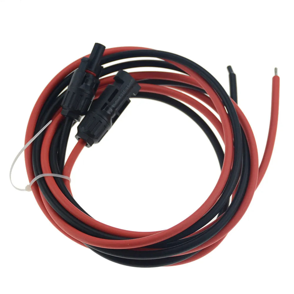 MC4 connector solar extension cable with single-head design in black or red colour options