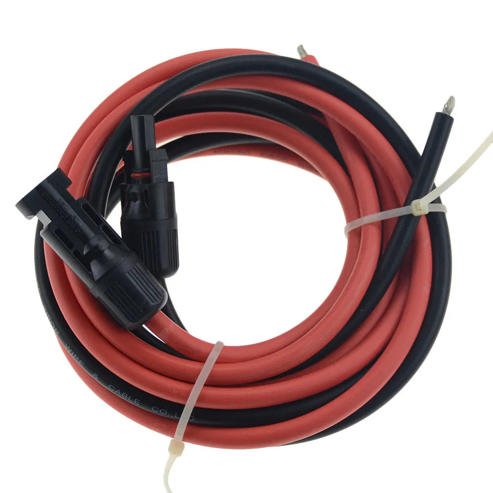 MC4 connector solar extension cable with single-head design in black or red colour options