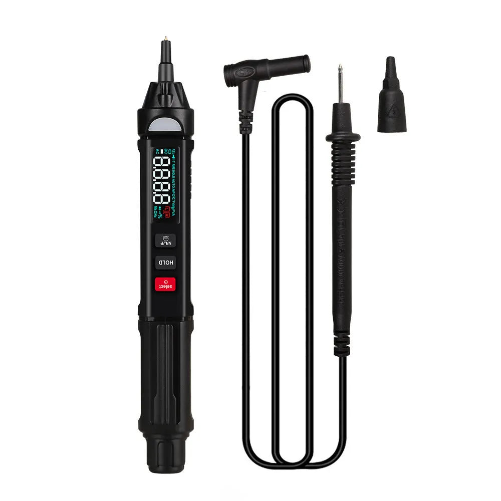 ET8906 or ET8908 digital multimeter with auto-ranging display and red/black test leads.