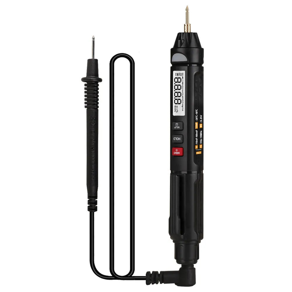 ET8906 or ET8908 digital multimeter with auto-ranging display and red/black test leads.