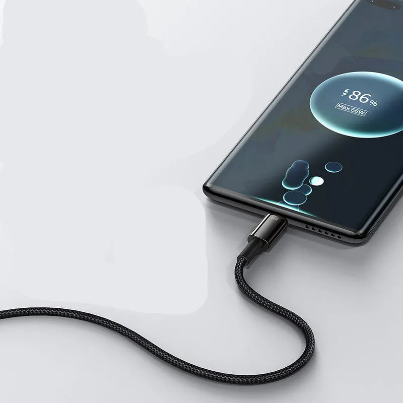 Baseus USB C cable showing 1 metre and 2 metre length options for Android phone charging