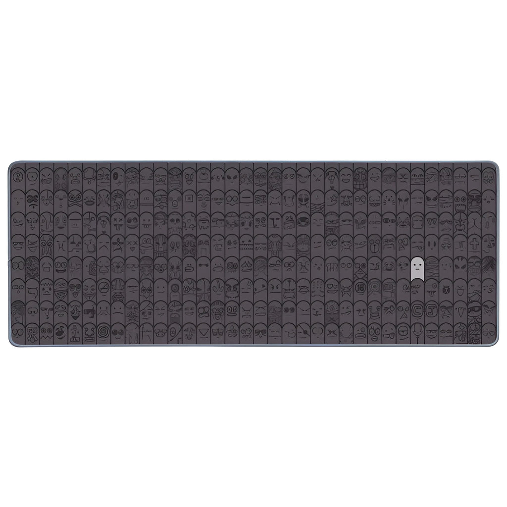 Grey cloth gaming mouse wrist support pad on desktop in two size options