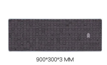Grey cloth gaming mouse wrist support pad on desktop in two size options
