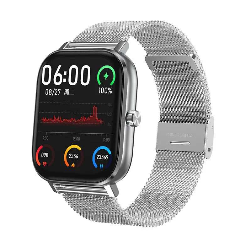 Dt35 colour screen smart watch with alloy case and silicone strap in multiple colour options