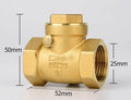 Brass horizontal check valve with threaded ends for plumbing installations