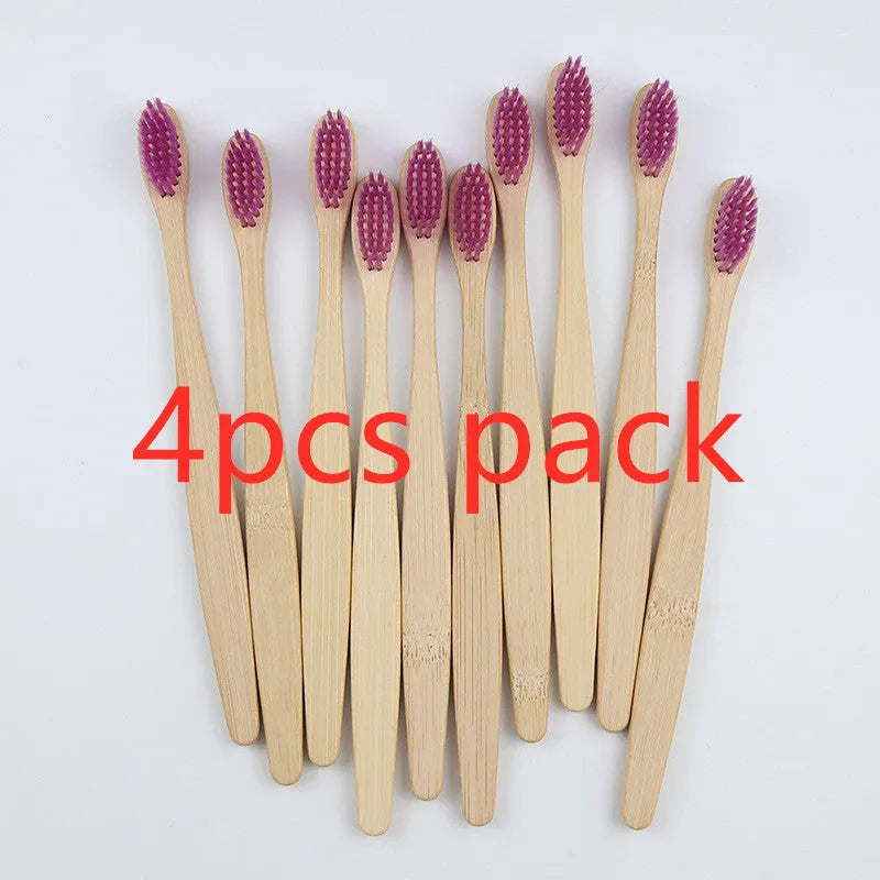 Rainbow bamboo toothbrush with natural biodegradable handle for eco-friendly oral care