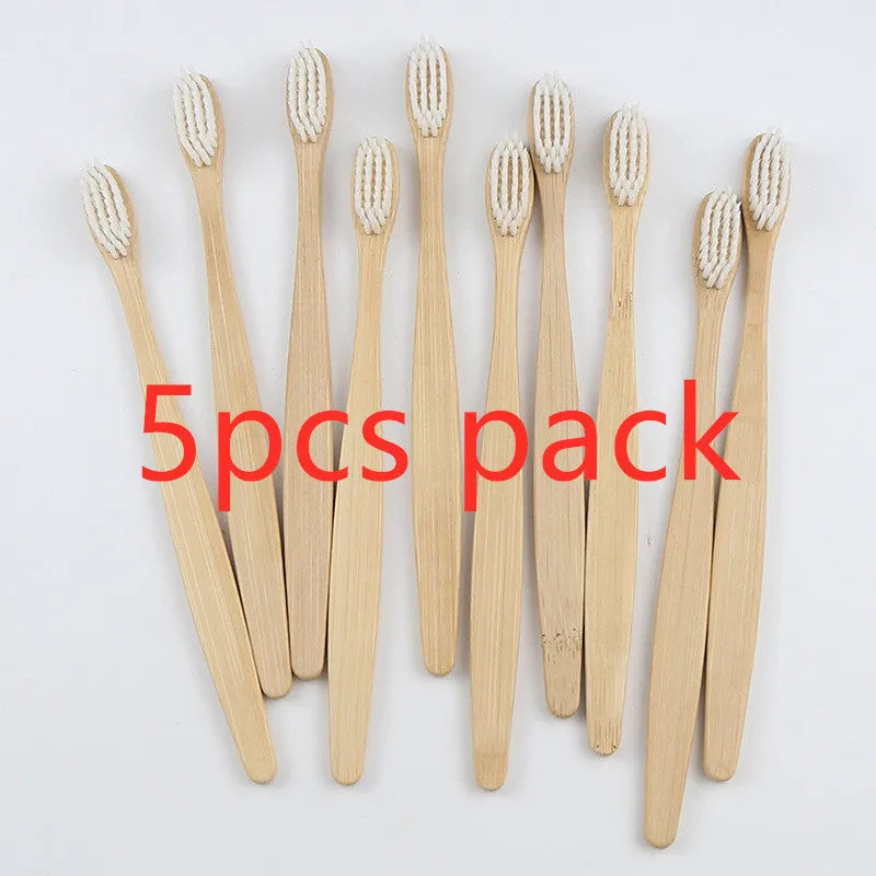 Rainbow bamboo toothbrush with natural biodegradable handle for eco-friendly oral care