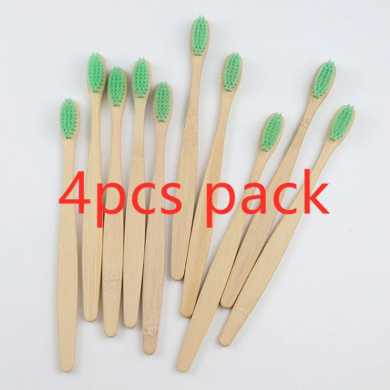 Rainbow bamboo toothbrush with natural biodegradable handle for eco-friendly oral care