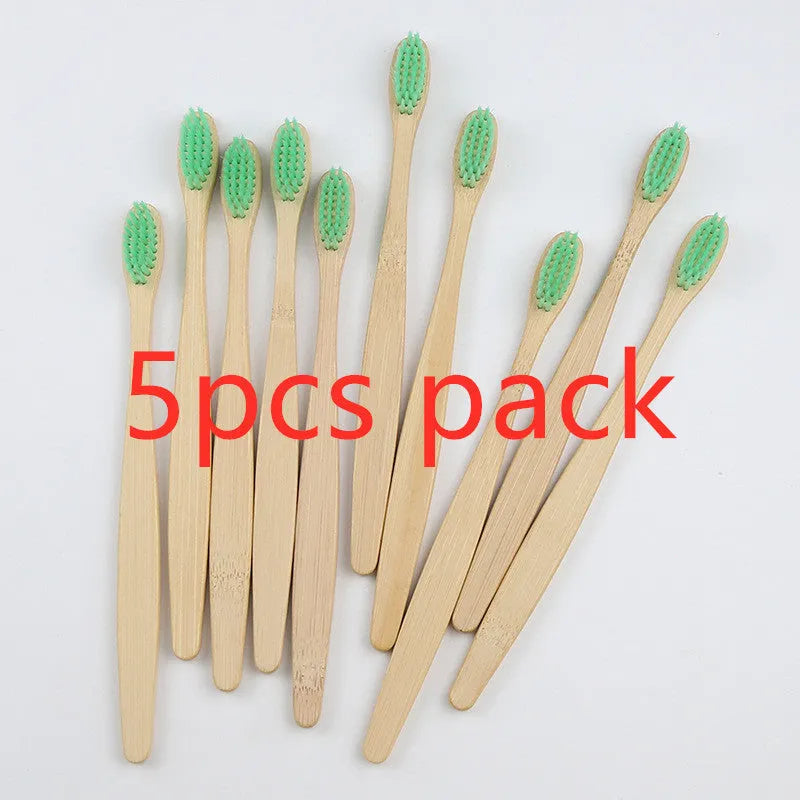 Rainbow bamboo toothbrush with natural biodegradable handle for eco-friendly oral care