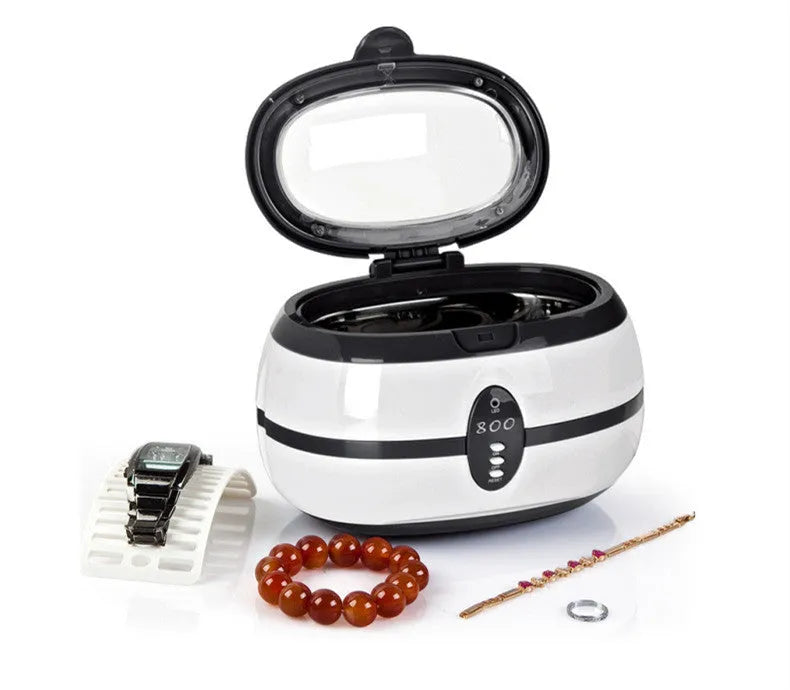 Compact ultrasonic glasses and jewellery washing machine with stainless steel liner