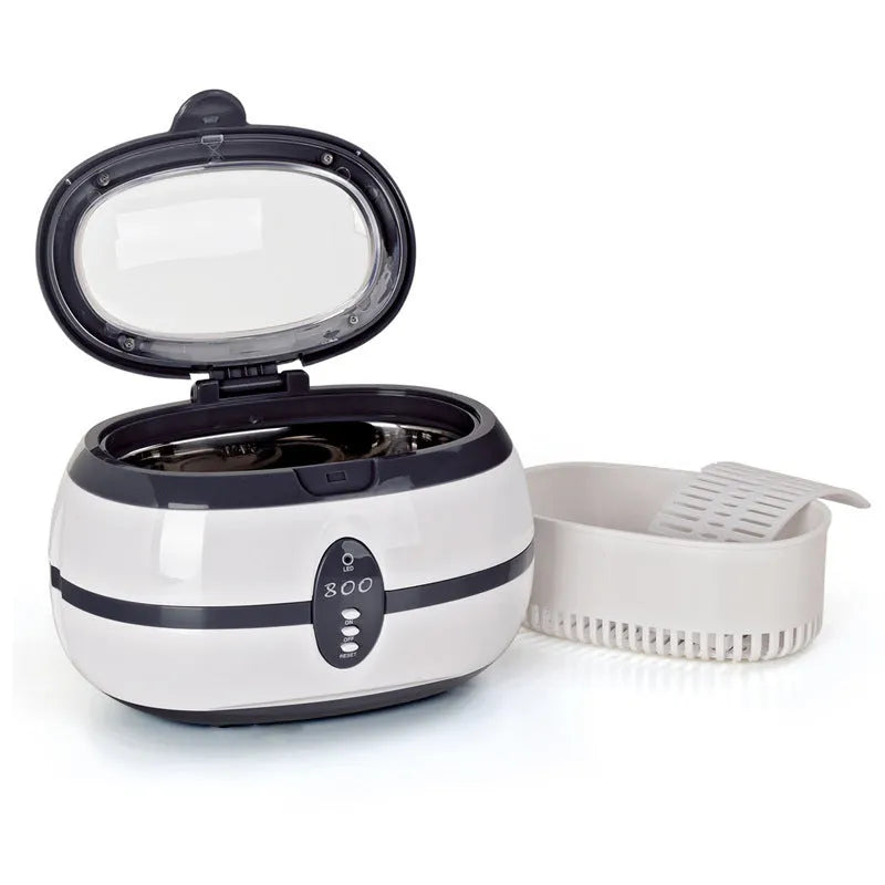 Compact ultrasonic glasses and jewellery washing machine with stainless steel liner