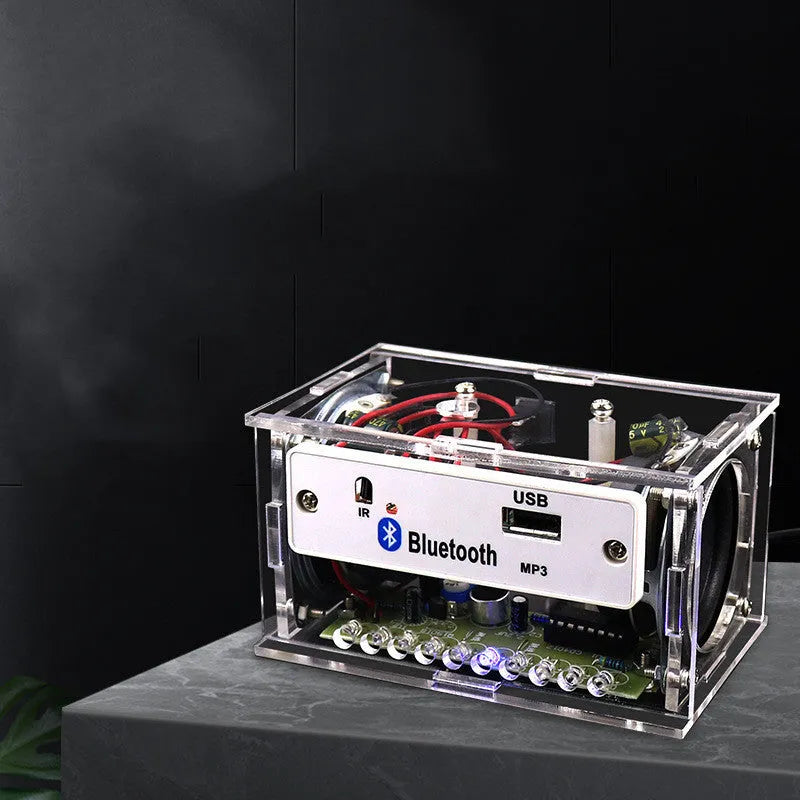 Bluetooth speaker DIY assembly kit with electronic components and transparent plastic shell
