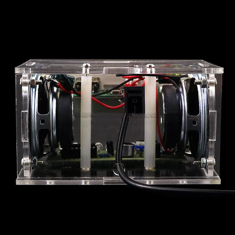Bluetooth speaker DIY assembly kit with electronic components and transparent plastic shell